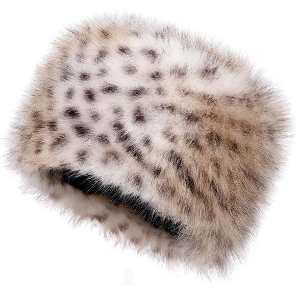 Women\'s Khaki Leopard Winter Faux Fur Cossak Russian Style Hat Warm Cap main image 6